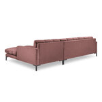 Mamaia kampinė sofa, 5 vietų (micadoni home) rožinė, aksominė, juodo metalo, geriau