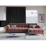 Mamaia kampinė sofa, 5 vietų (micadoni home) rožinė, aksominė, juodo metalo, geriau