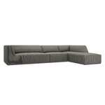 Угловой диван рубиновый, 5-местный (микадон домашний), светло-серый, бархатный, лучше