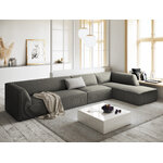 Угловой диван рубиновый, 5-местный (микадон домашний), светло-серый, бархатный, лучше