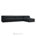 Corner sofa ruby, 5-seater (micadoni home) 366cm black, velvet, right