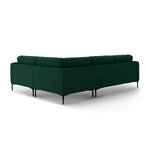 Угловой диван «Бэми», бутылочно-зеленый, бархат, правый