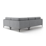 Угловой диван «Бэми» серый, бархат, правый