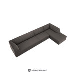 Kampinė sofa rubino, 5-vietė (micadoni home) 366cm tamsiai pilka, aksominė, gera, smulkių kosmetinių defektų