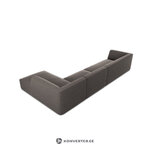 Kampinė sofa rubino, 5-vietė (micadoni home) 366cm tamsiai pilka, aksominė, gera, smulkių kosmetinių defektų