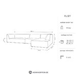 Kampinė sofa rubino, 5-vietė (micadoni home) 366cm tamsiai pilka, aksominė, gera, smulkių kosmetinių defektų