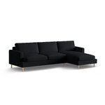 Угловой диван «Алия» черный, бархат, правый