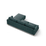 Угловой диван «Алия» зелёный синий меланж, структурированная ткань, правый