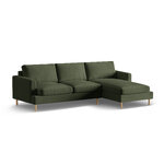 Corner sofa &#39;aliya&#39; moss green melange, velvet, right