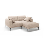 Угловой диван «Бэми» песочный, структурированная ткань, правый