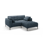 Угловой диван «Бэми» темно-синий, структурированная ткань, правый