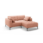 Угловой диван «Бэми» розовый, бархат, правый