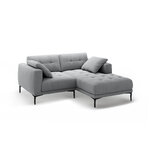 Угловой диван «Бэми» серый, бархат, правый