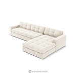 Kampinė sofa (justin) micadon limituoto leidimo šviesiai smėlio spalvos, aksominė, geresnė