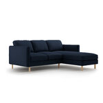 Corner sofa &#39;eden&#39; dark blue, velvet, right