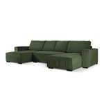 Eveline sofa, 6-seater (micadon home) bottle green, velvet, black beech wood