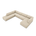 Kampinė sofa rubino, 7 vietų (micadon home) šviesiai smėlio spalvos, aksominė, kairė