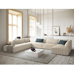 Kampinė sofa rubino, 7 vietų (micadon home) šviesiai smėlio spalvos, aksominė, kairė