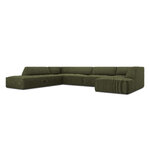 Stūra dīvāns rubīns, 7-vietīgs (micadon home) zaļš, samts, kreiss