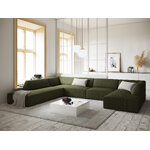 Stūra dīvāns rubīns, 7-vietīgs (micadon home) zaļš, samts, kreiss