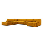 Stūra dīvāns rubīns, 7-vietīgs (micadon home) dzeltens, samts, pa kreisi