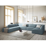 Stūra dīvāns rubīns, 7-vietīgs (micadon home) gaiši zils, samts, kreisi