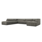 Kampinė sofa rubino, 7-vietė (micadon home), šviesiai pilka, aksominė, kairė