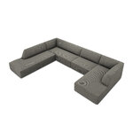 Kampinė sofa rubino, 7-vietė (micadon home), šviesiai pilka, aksominė, kairė