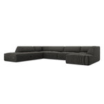 Kampinė sofa rubino, 7-vietė (micadon home), tamsiai pilka, aksominė, kairė