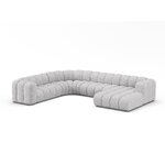 Panorāmas stūra dīvāns 'lupine' gaiši pelēks, buklē audums, kreisais