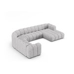 Panorāmas stūra dīvāns 'lupine' gaiši pelēks, buklē audums, kreisais