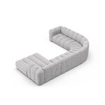 Panorāmas stūra dīvāns 'lupine' gaiši pelēks, buklē audums, kreisais