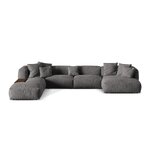 Panorama corner sofa (martina) gray, velvet, left