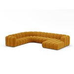 Угловой диван «Панорама» «Люпин», желтый, бархат, левый