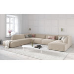 Kampinė sofa rubino, 7 vietų (micadon home) smėlio spalvos, aksominė, kairė