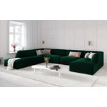 Kampinė sofa rubino, 7-vietė (micadoni home), buteliuko žalia, aksominė, kairėje