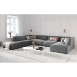 Kampinė sofa rubino, 7-vietė (micadon home), pilka, aksominė, kairė