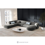 Panoramic corner sofa miley, 6-seater (micadon limited edition) light gray, velvet