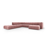 Panorama corner sofa &#39;Serena&#39; pink, velvet, left