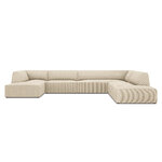 Kampinė sofa rubino, 7-vietė (micadon home), šviesiai smėlio spalvos, aksominė, geresnė