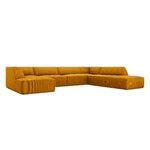 Kampinė sofa rubininė, 7 vietų (micadon home) geltona, aksominė, geresnė