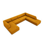 Kampinė sofa rubininė, 7 vietų (micadon home) geltona, aksominė, geresnė