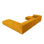 Kampinė sofa rubininė, 7 vietų (micadon home) geltona, aksominė, geresnė