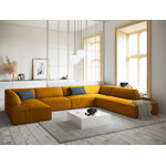 Kampinė sofa rubininė, 7 vietų (micadon home) geltona, aksominė, geresnė