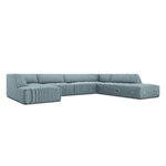 Kampinė sofa rubino, 7 vietų (micadon home) šviesiai mėlyna, aksominė, geresnė