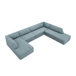 Kampinė sofa rubino, 7 vietų (micadon home) šviesiai mėlyna, aksominė, geresnė