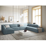 Kampinė sofa rubino, 7 vietų (micadon home) šviesiai mėlyna, aksominė, geresnė