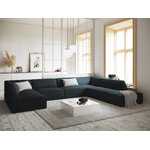 Kampinė sofa rubino, 7 vietų (micadon home) mėlyna, aksominė, geresnė