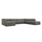 Kampinė sofa rubino, 7-vietė (micadon home), šviesiai pilka, aksominė, geresnė