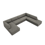 Kampinė sofa rubino, 7-vietė (micadon home), šviesiai pilka, aksominė, geresnė